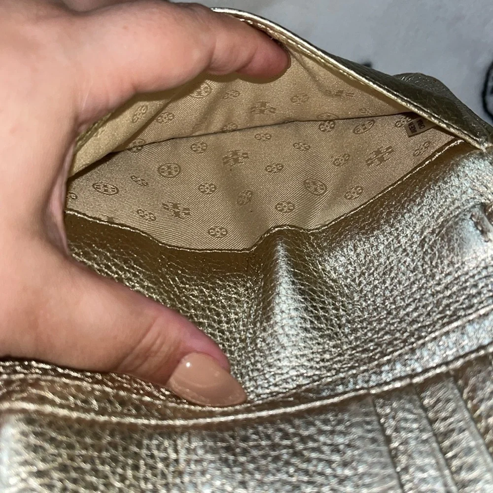 Tory Burch Metallic Gold Leather Britten Wallet